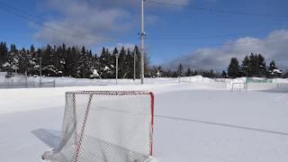 Хоккейные ворота на льду